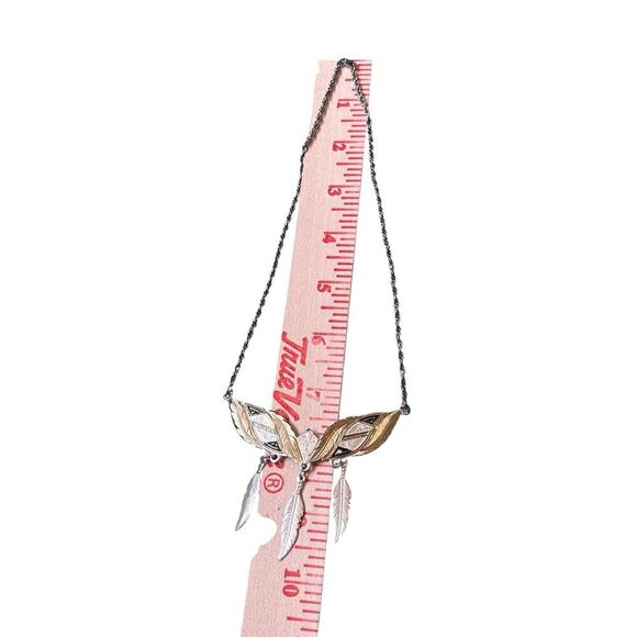 Montana Silversmiths Boundless Legacy Choker Necklace Silver Gold Dangle Feather - Picture 3 of 7